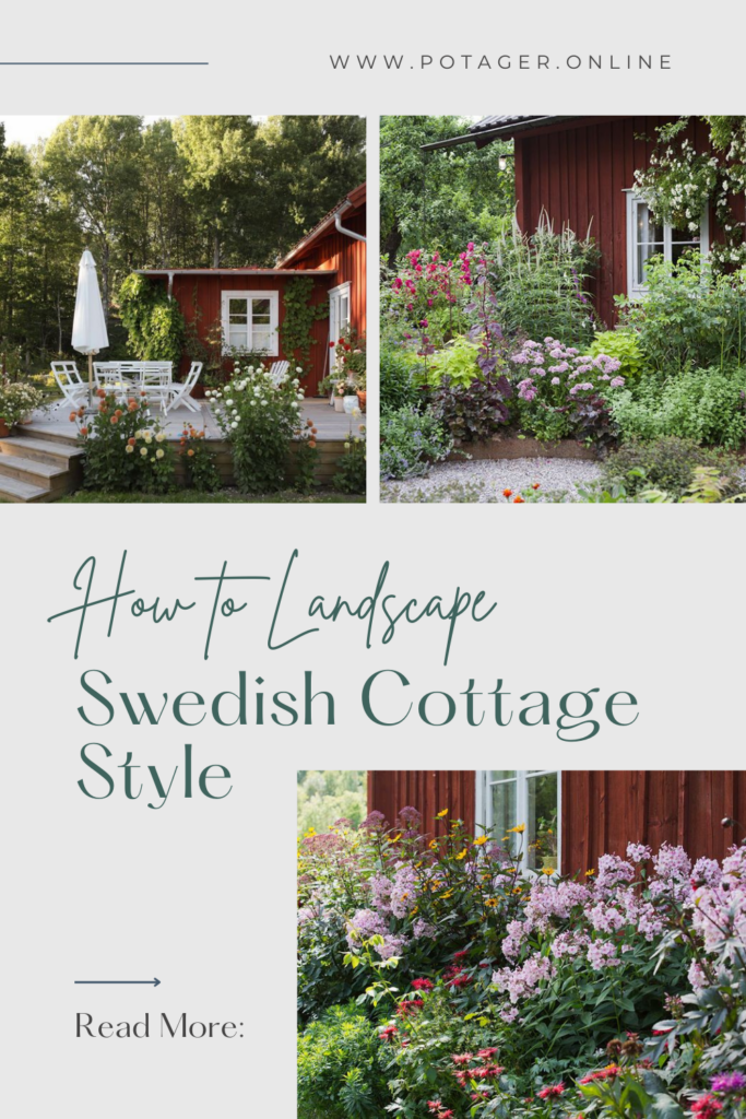 Pinnable Image of How to Landscape Swedish Cottage Style.