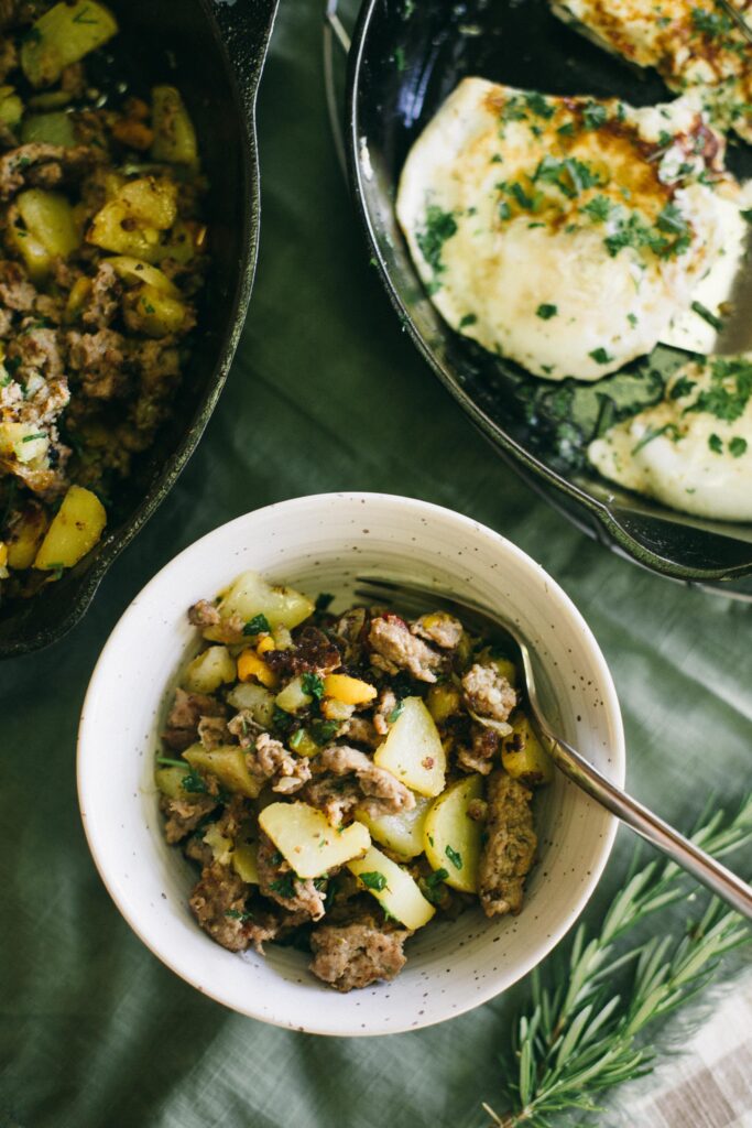 Bowl full of Sausage Breakfast Skillet