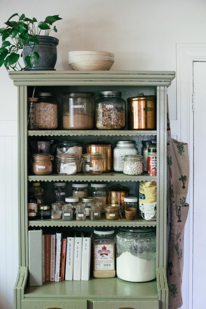 Image of a green hutch in an unfitted kitchen