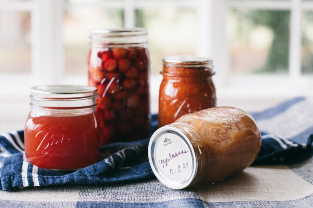 Image of preserves from the garden in mason jars